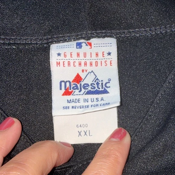 Majestic Black Jersey with Blue and Orange Mets Logo - Picture 3 of 8